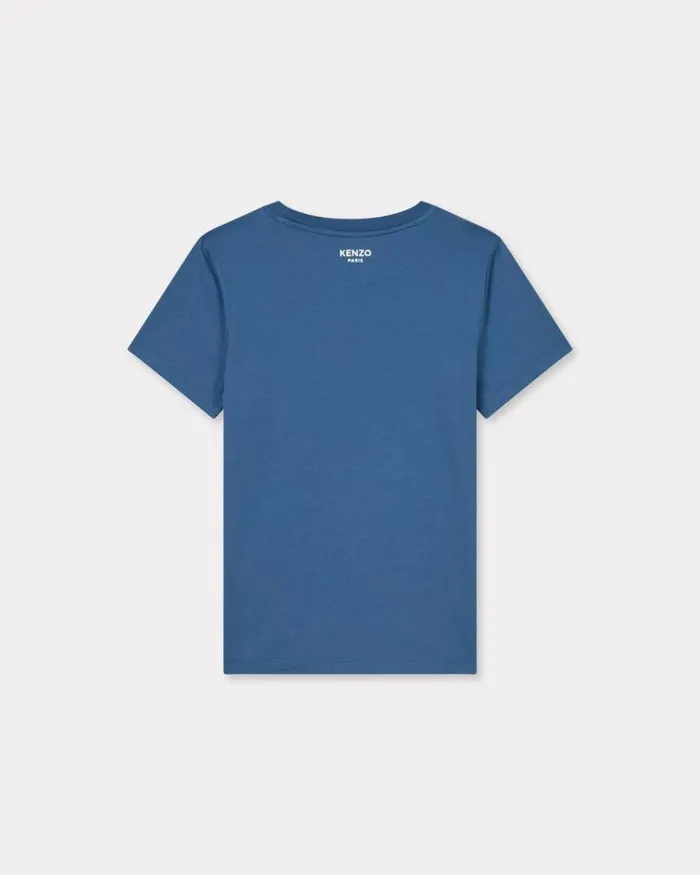 Women 039KENZO Pop039 Embroidered Cotton Tshirt Blue Kenzo Tshirts And Polos