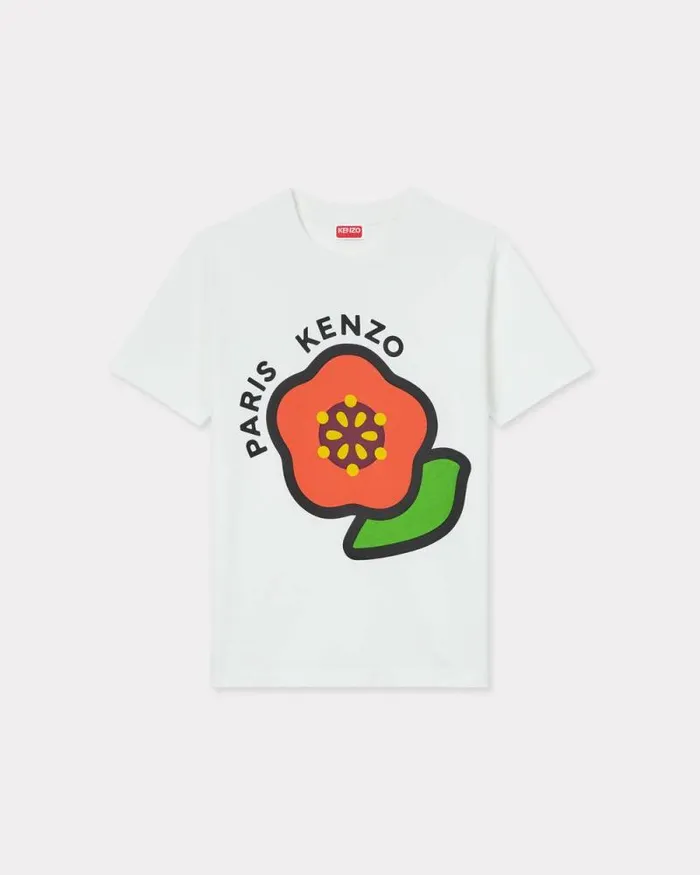 Women 039KENZO Pop039 Loose Tshirt In Cotton Off White Kenzo Tshirts And Polos