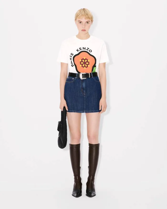 Women 039KENZO Pop039 Loose Tshirt In Cotton Off White Kenzo Tshirts And Polos