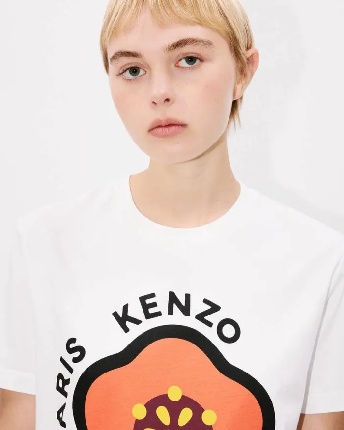Women 039KENZO Pop039 Loose Tshirt In Cotton Off White Kenzo Tshirts And Polos
