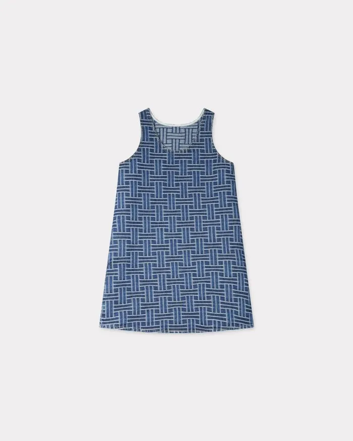 Women 039KENZO Weave039 Dress In Japanese Denim Medium Stone Blue Denim Kenzo Dresses And Skirts