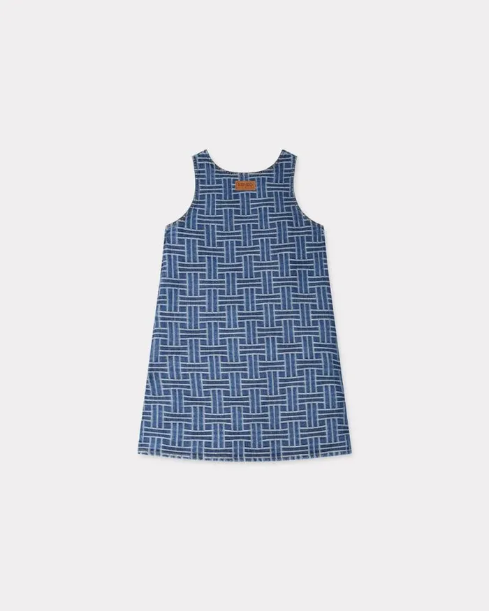 Women 039KENZO Weave039 Dress In Japanese Denim Medium Stone Blue Denim Kenzo Dresses And Skirts