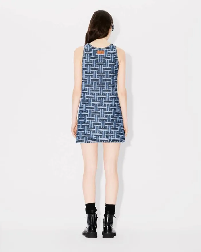 Women 039KENZO Weave039 Dress In Japanese Denim Medium Stone Blue Denim Kenzo Dresses And Skirts
