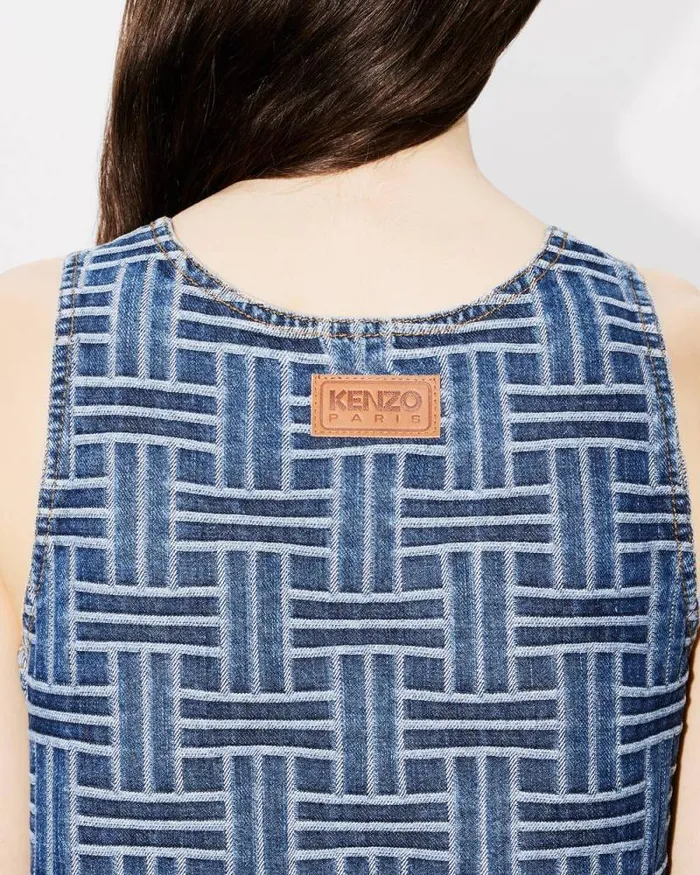 Women 039KENZO Weave039 Dress In Japanese Denim Medium Stone Blue Denim Kenzo Dresses And Skirts