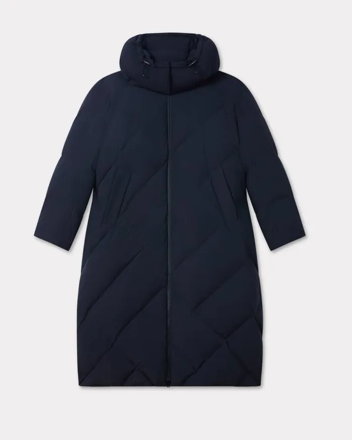 Women 039KENZO Weave039 Long Down Jacket Black Kenzo Jackets And Coats