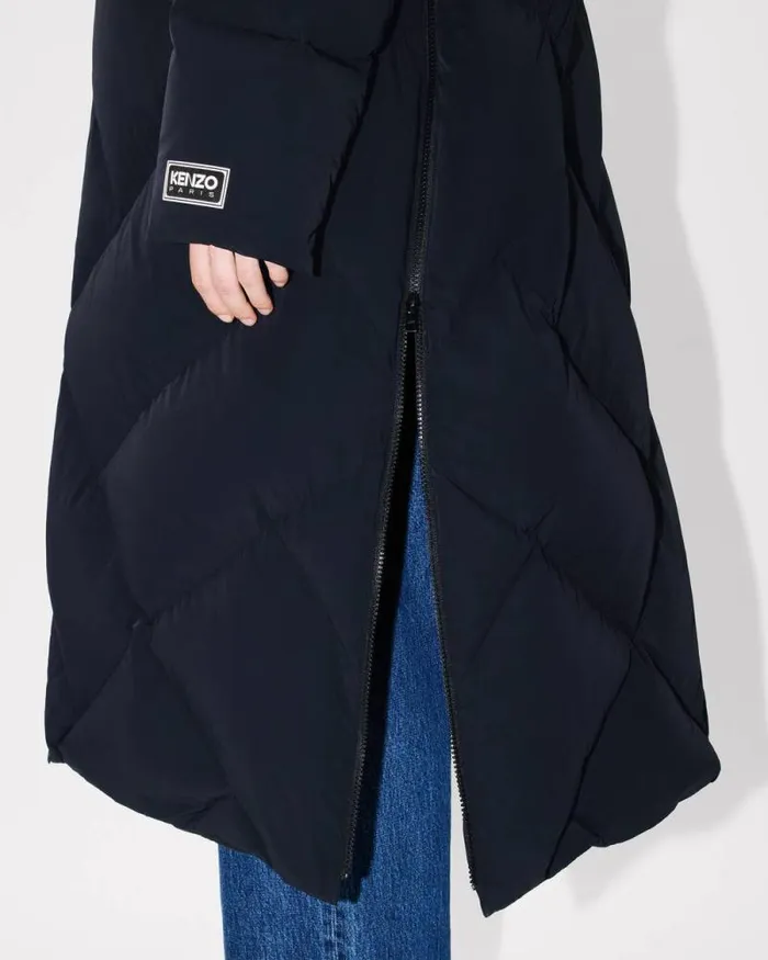 Women 039KENZO Weave039 Long Down Jacket Black Kenzo Jackets And Coats
