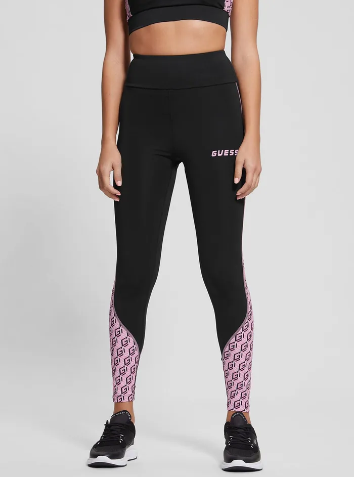 Women Activewear GUESS Eco Black Debra Logo Active Leggings