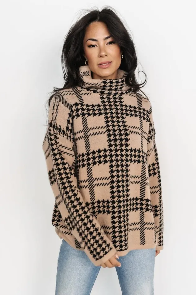 Women Alexander Turtleneck Sweater Taupe Black Baltic Born Sweaters