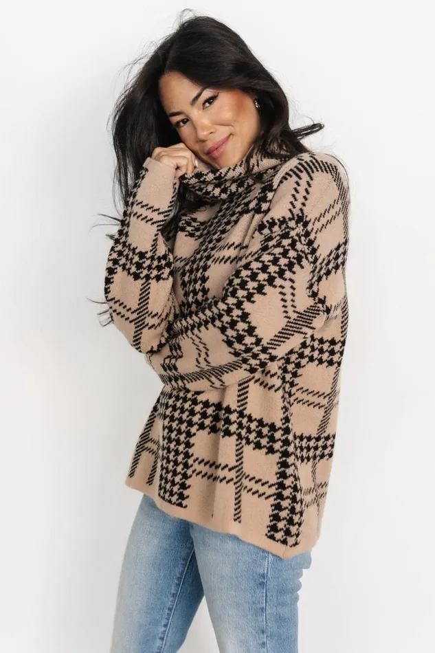 Women Alexander Turtleneck Sweater Taupe Black Baltic Born Sweaters Women Alexander Turtleneck Sweater Taupe Black Baltic Born Sweaters