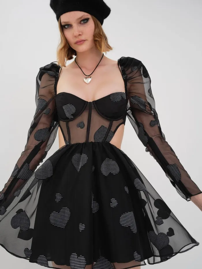 Women Alexandra Long Sleeve Mini Dress Black For Love and Lemons Dresses