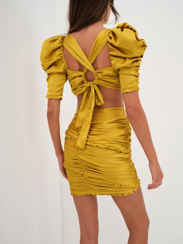 Women Alia Cross Front Crop Top Yellow For Love and Lemons Tops Women Alia Cross Front Crop Top Yellow For Love and Lemons Tops