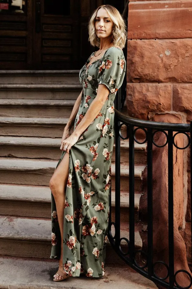 Women Angela Maxi Dress Olive Rose Floral Baltic Born Maxi Dresses Women Angela Maxi Dress Olive Rose Floral Baltic Born Maxi Dresses