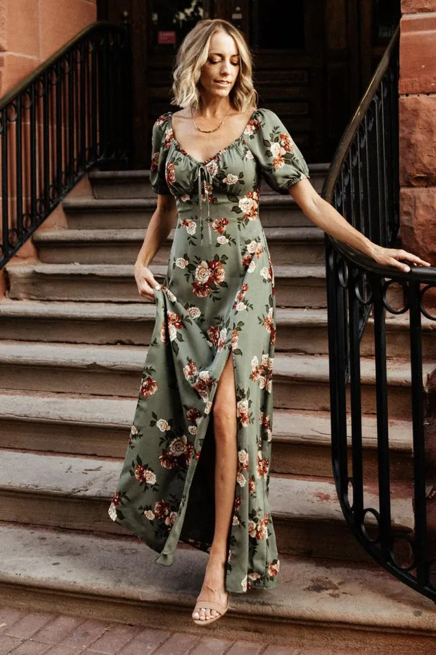 Women Angela Maxi Dress Olive Rose Floral Baltic Born Maxi Dresses Women Angela Maxi Dress Olive Rose Floral Baltic Born Maxi Dresses