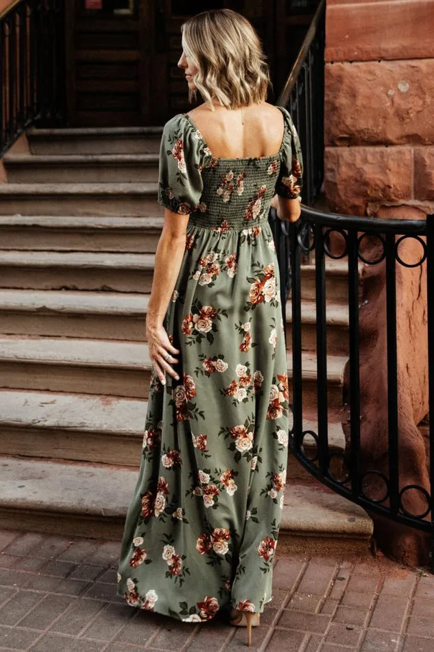 Women Angela Maxi Dress Olive Rose Floral Baltic Born Maxi Dresses Women Angela Maxi Dress Olive Rose Floral Baltic Born Maxi Dresses