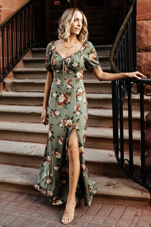 Women Angela Maxi Dress Olive Rose Floral Baltic Born Maxi Dresses Women Angela Maxi Dress Olive Rose Floral Baltic Born Maxi Dresses