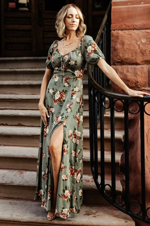 Women Angela Maxi Dress Olive Rose Floral Baltic Born Maxi Dresses Women Angela Maxi Dress Olive Rose Floral Baltic Born Maxi Dresses