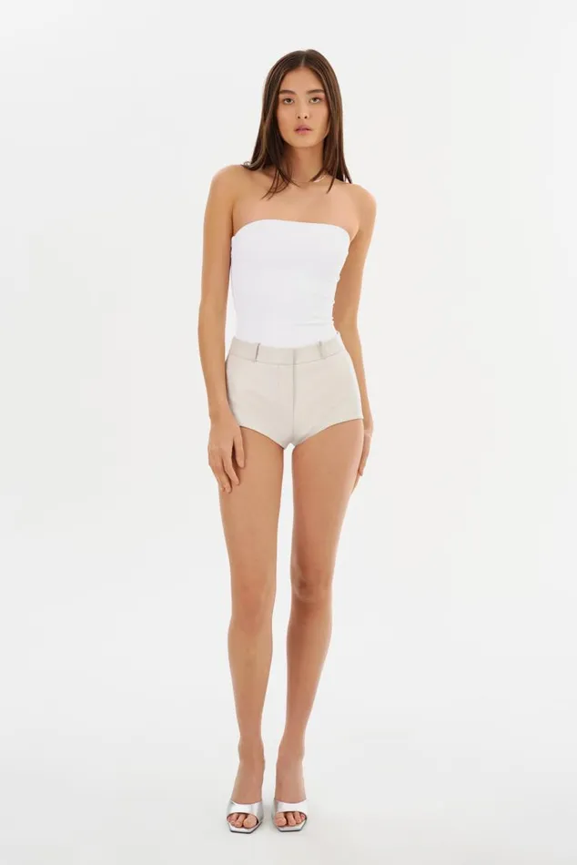 Women ANNAISE Leather Hot Shorts Winter White LAMARQUE Pants and Shorts