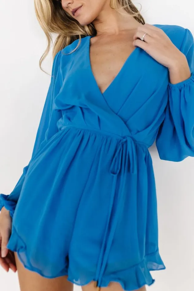 Women Annalee Ruffle Romper Blue Baltic Born Jumpsuits and Rompers Women Annalee Ruffle Romper Blue Baltic Born Jumpsuits and Rompers