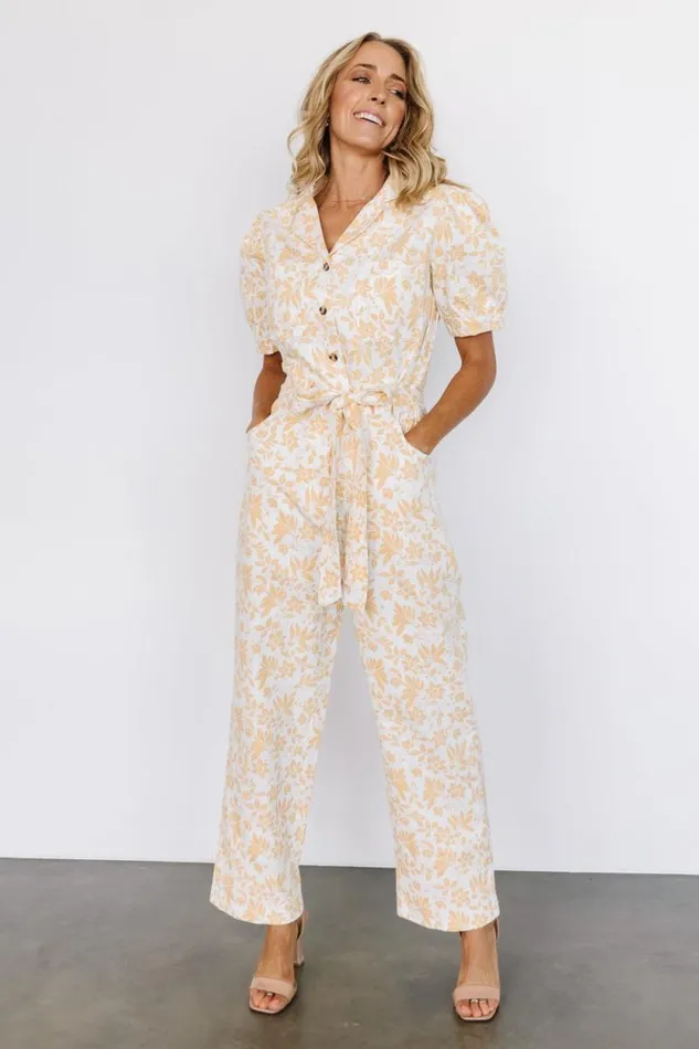Women Annalise Jumpsuit White Yellow Baltic Born Jumpsuits and Rompers
