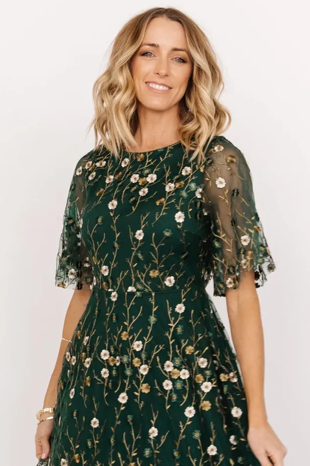 Women Arabella Embroidered Tulle Maxi Dress Dark Green Floral Baltic Born Tulle Styles Women Arabella Embroidered Tulle Maxi Dress Dark Green Floral Baltic Born Tulle Styles