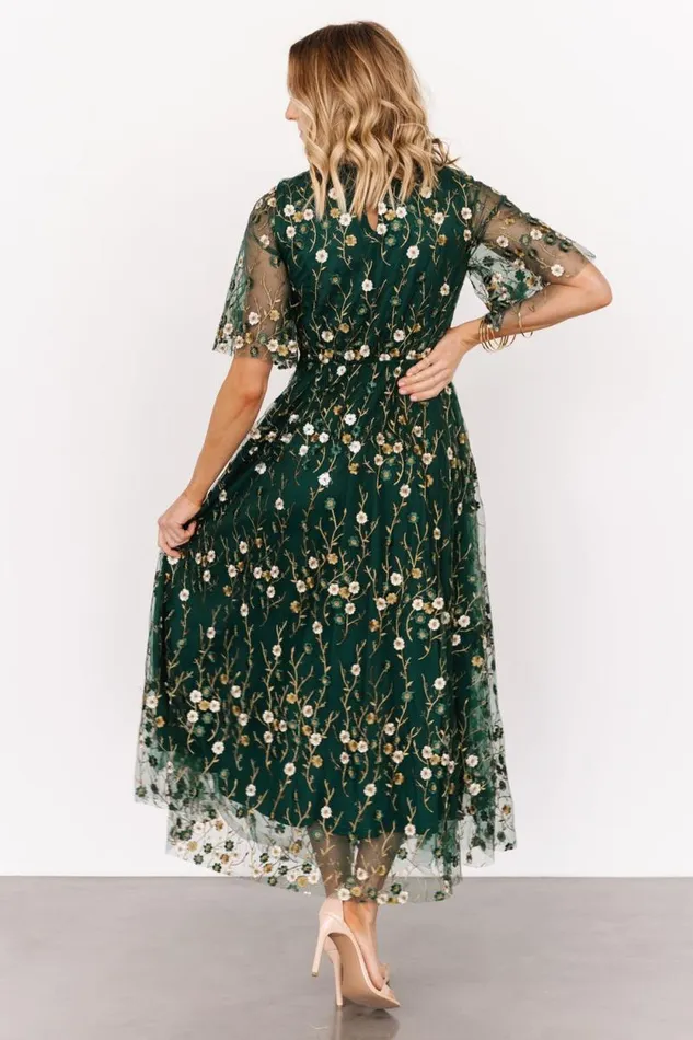Women Arabella Embroidered Tulle Maxi Dress Dark Green Floral Baltic Born Tulle Styles Women Arabella Embroidered Tulle Maxi Dress Dark Green Floral Baltic Born Tulle Styles