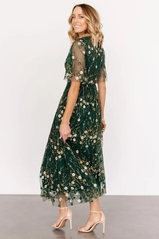 Women Arabella Embroidered Tulle Maxi Dress Dark Green Floral Baltic Born Tulle Styles Women Arabella Embroidered Tulle Maxi Dress Dark Green Floral Baltic Born Tulle Styles