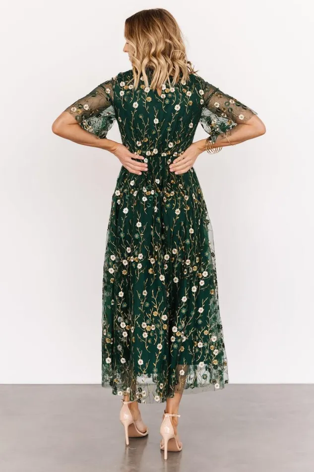 Women Arabella Embroidered Tulle Maxi Dress Dark Green Floral Baltic Born Tulle Styles Women Arabella Embroidered Tulle Maxi Dress Dark Green Floral Baltic Born Tulle Styles