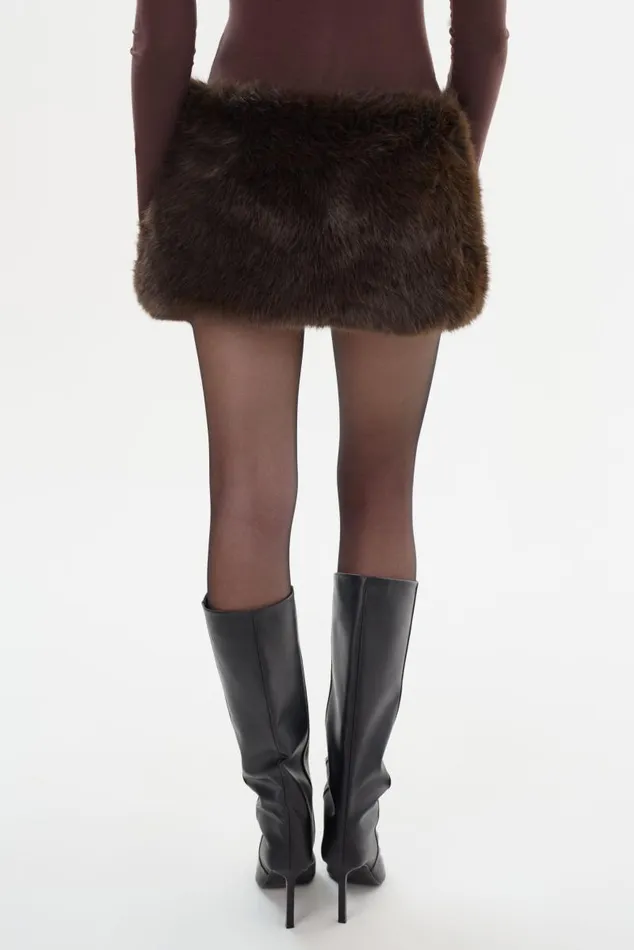Women ARCILA Faux Fur Micro Mini Skirt Dark Brown LAMARQUE Skirts Women ARCILA Faux Fur Micro Mini Skirt Dark Brown LAMARQUE Skirts