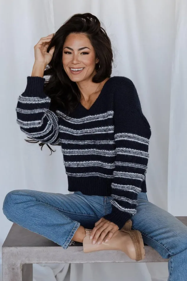 Women Ardis Knit Sweater Navy White Baltic Born Sweaters Women Ardis Knit Sweater Navy White Baltic Born Sweaters