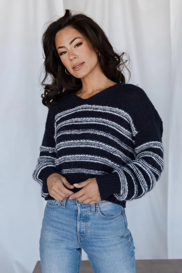 Women Ardis Knit Sweater Navy White Baltic Born Sweaters Women Ardis Knit Sweater Navy White Baltic Born Sweaters