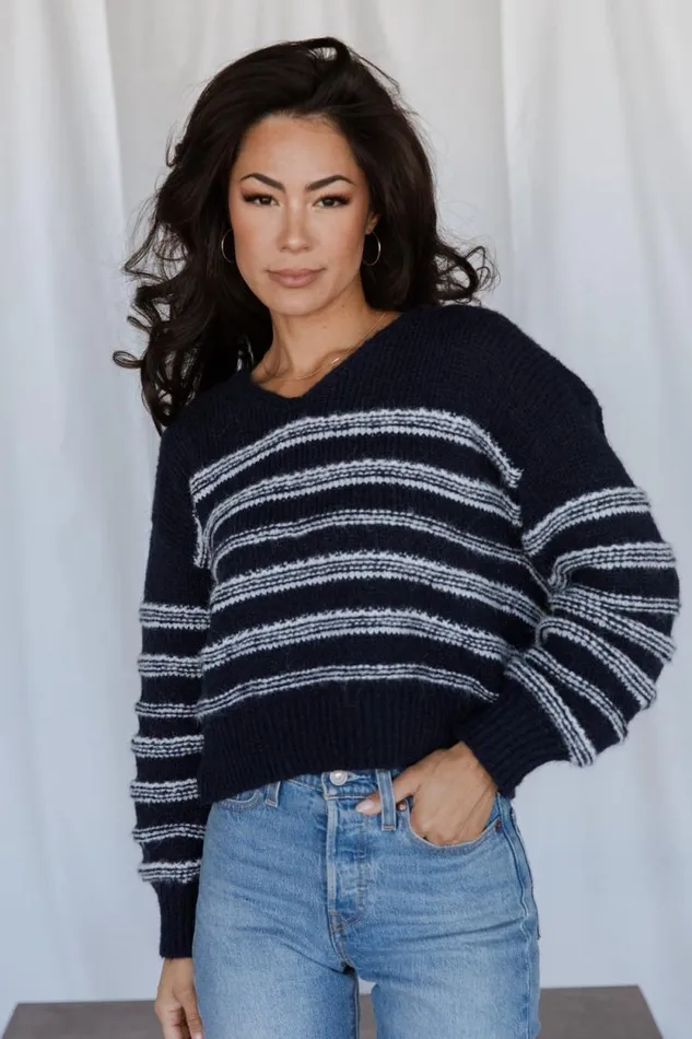 Women Ardis Knit Sweater Navy White Baltic Born Sweaters Women Ardis Knit Sweater Navy White Baltic Born Sweaters
