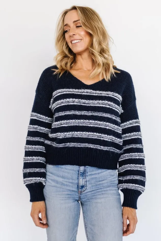 Women Ardis Knit Sweater Navy White Baltic Born Sweaters Women Ardis Knit Sweater Navy White Baltic Born Sweaters