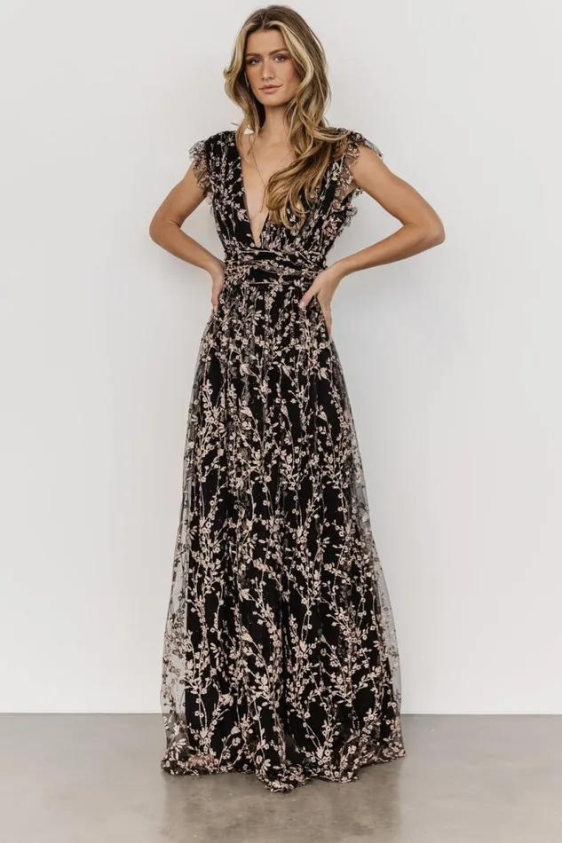 Women Arlene Shimmer Gown Black Rose Gold Baltic Born Embellished and Sequined Women Arlene Shimmer Gown Black Rose Gold Baltic Born Embellished and Sequined