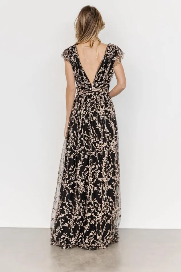 Women Arlene Shimmer Gown Black Rose Gold Baltic Born Embellished and Sequined Women Arlene Shimmer Gown Black Rose Gold Baltic Born Embellished and Sequined