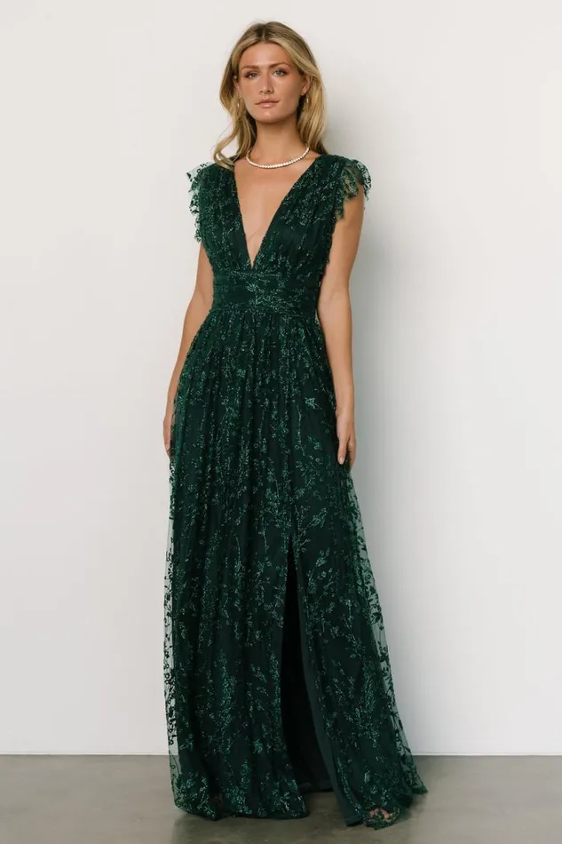 Women Arlene Shimmer Gown Emerald Baltic Born Embellished and Sequined