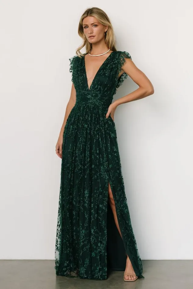 Women Arlene Shimmer Gown Emerald Baltic Born Embellished and Sequined Women Arlene Shimmer Gown Emerald Baltic Born Embellished and Sequined
