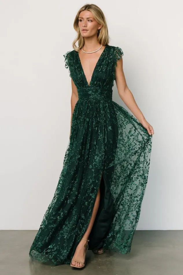 Women Arlene Shimmer Gown Emerald Baltic Born Embellished and Sequined Women Arlene Shimmer Gown Emerald Baltic Born Embellished and Sequined