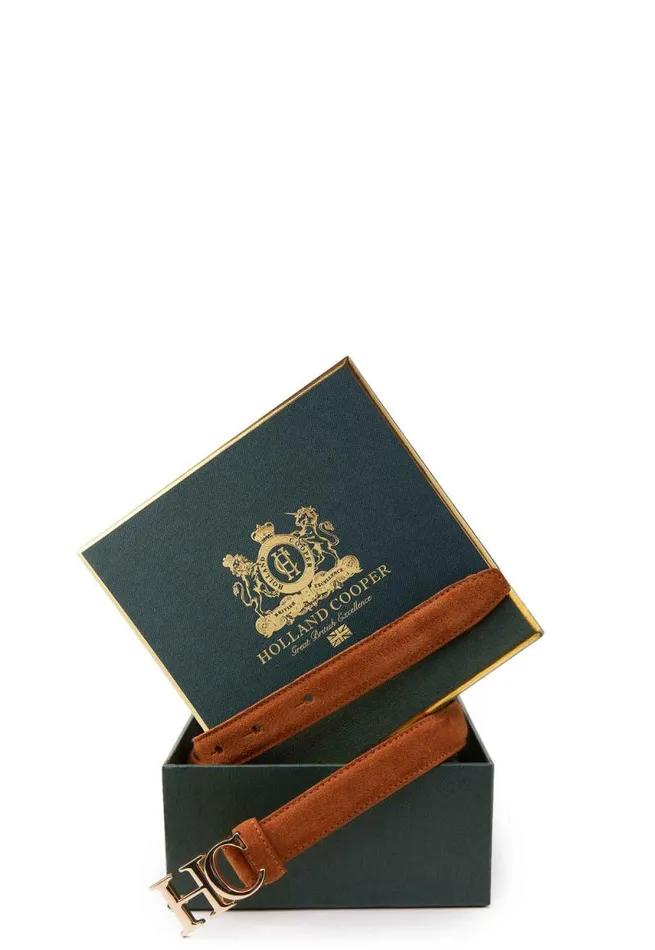 Women Atelier Ultra Slim Belt Tan Suede Holland Cooper Belts