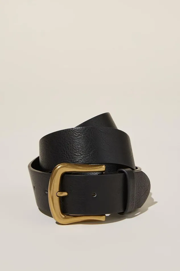 Women Bags and Belts Cotton On Classic Saddle Belt Blackantique Gold