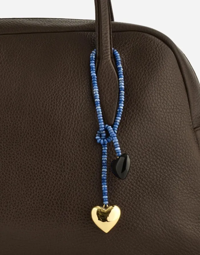 Women Bags Madewell Double Heart Beaded Bag Charm Midnight Navy