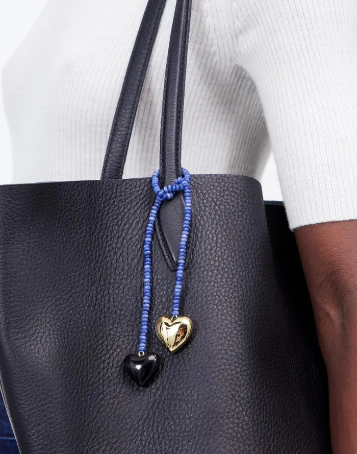 Women Bags Madewell Double Heart Beaded Bag Charm Midnight Navy