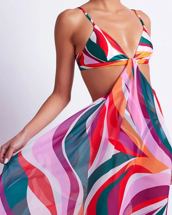 Women Beach Dresses PatBO DELOS CUTOUT BEACH DRESS FINAL SALE Red Multi