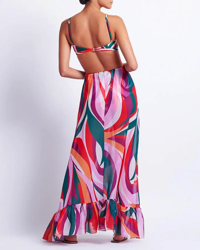 Women Beach Dresses PatBO DELOS CUTOUT BEACH DRESS FINAL SALE Red Multi