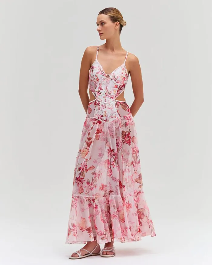 Women Beach Dresses PatBO Floral Haze Bustier Beach Dress Vapor