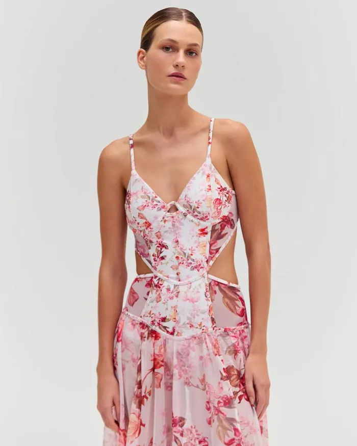 Women Beach Dresses PatBO Floral Haze Bustier Beach Dress Vapor
