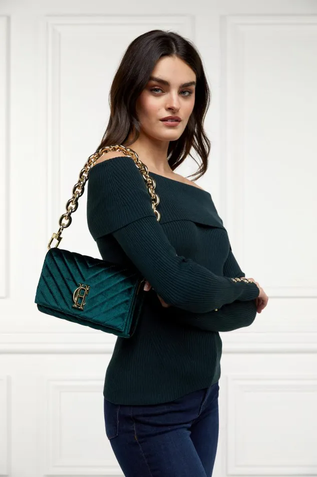 Women Belgravia Clutch Bag Emerald Velvet Holland Cooper Bags Women Belgravia Clutch Bag Emerald Velvet Holland Cooper Bags