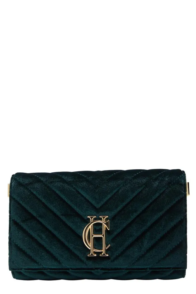 Women Belgravia Clutch Bag Emerald Velvet Holland Cooper Bags Women Belgravia Clutch Bag Emerald Velvet Holland Cooper Bags