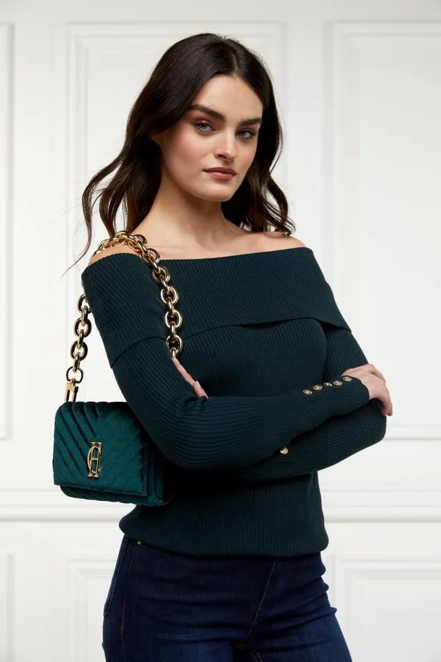 Women Belgravia Clutch Bag Emerald Velvet Holland Cooper Bags Women Belgravia Clutch Bag Emerald Velvet Holland Cooper Bags