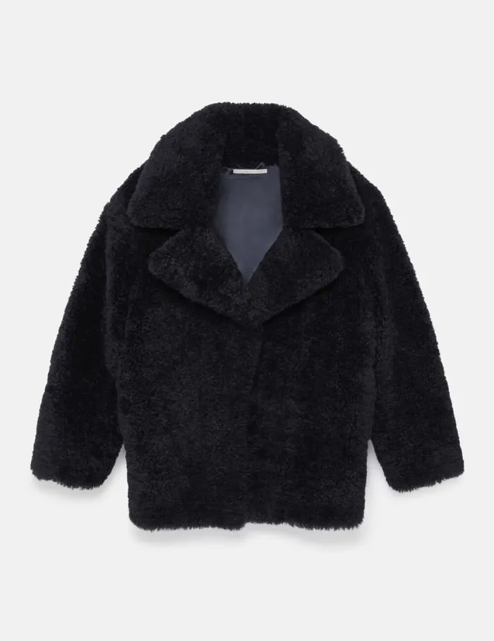 Women Belted Plush Teddy Jacket Deep Navy Stella McCartney Coats And Jackets