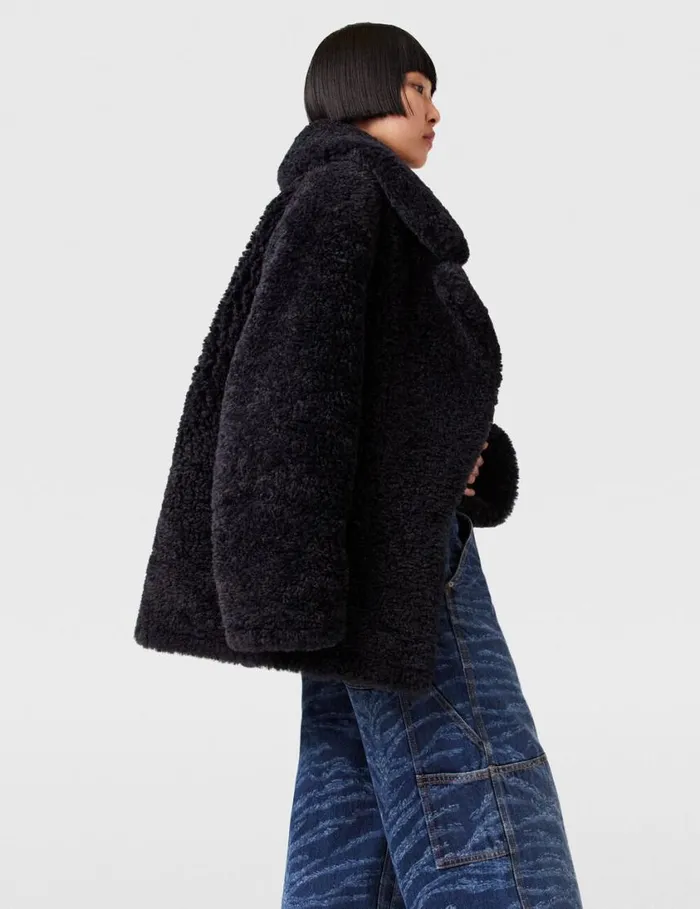 Women Belted Plush Teddy Jacket Deep Navy Stella McCartney Coats And Jackets Women Belted Plush Teddy Jacket Deep Navy Stella McCartney Coats And Jackets